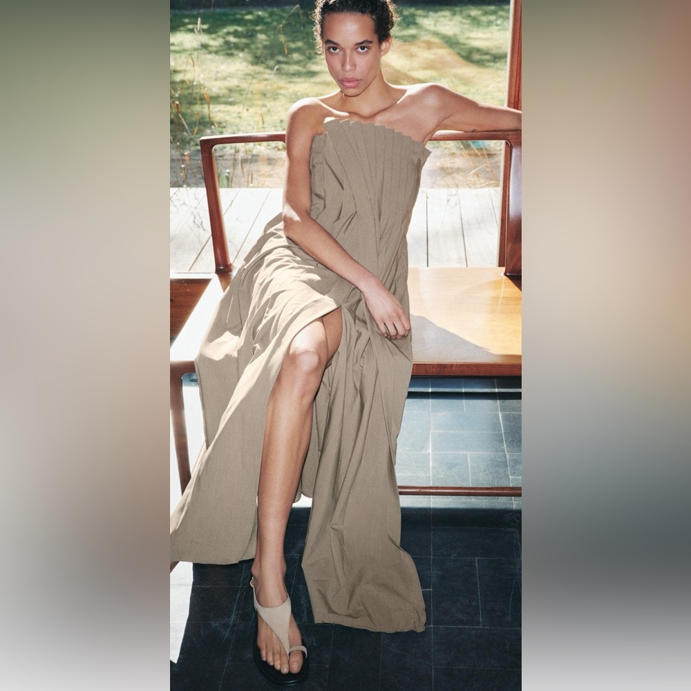 Zara PLEATED WRINKLED DRESS ZW COLLECTION